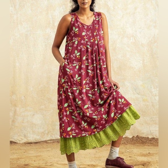 Gudrun Sjoden Floral Leaf Print Cotton Sleeveless Dress - Picture 11 of 12